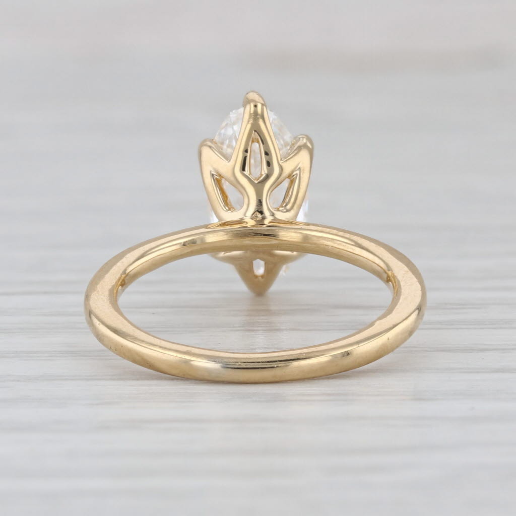 IGI 1.80ct Lab Grown Diamond Solitaire Ring 18k Yellow Gold Elongated Oval