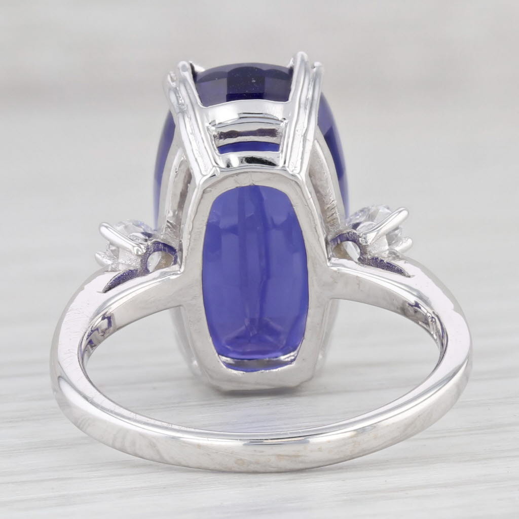 Light Gray 12.92ctw Cushion GIA Tanzanite Diamond Hearts Ring 18k White Gold Size 7