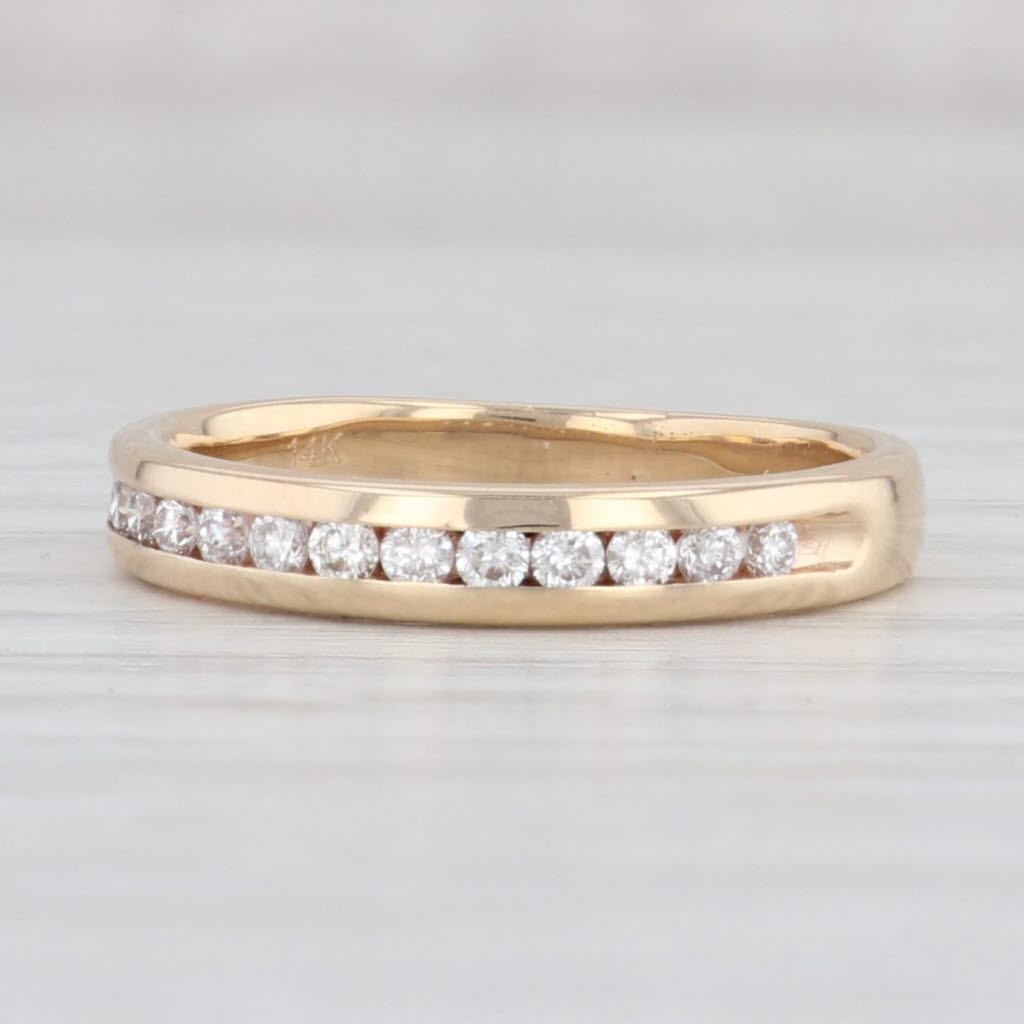 Light Gray 0.25ctw Diamond Wedding Band 14k Yellow Gold Size 6.25 Stackable Ring