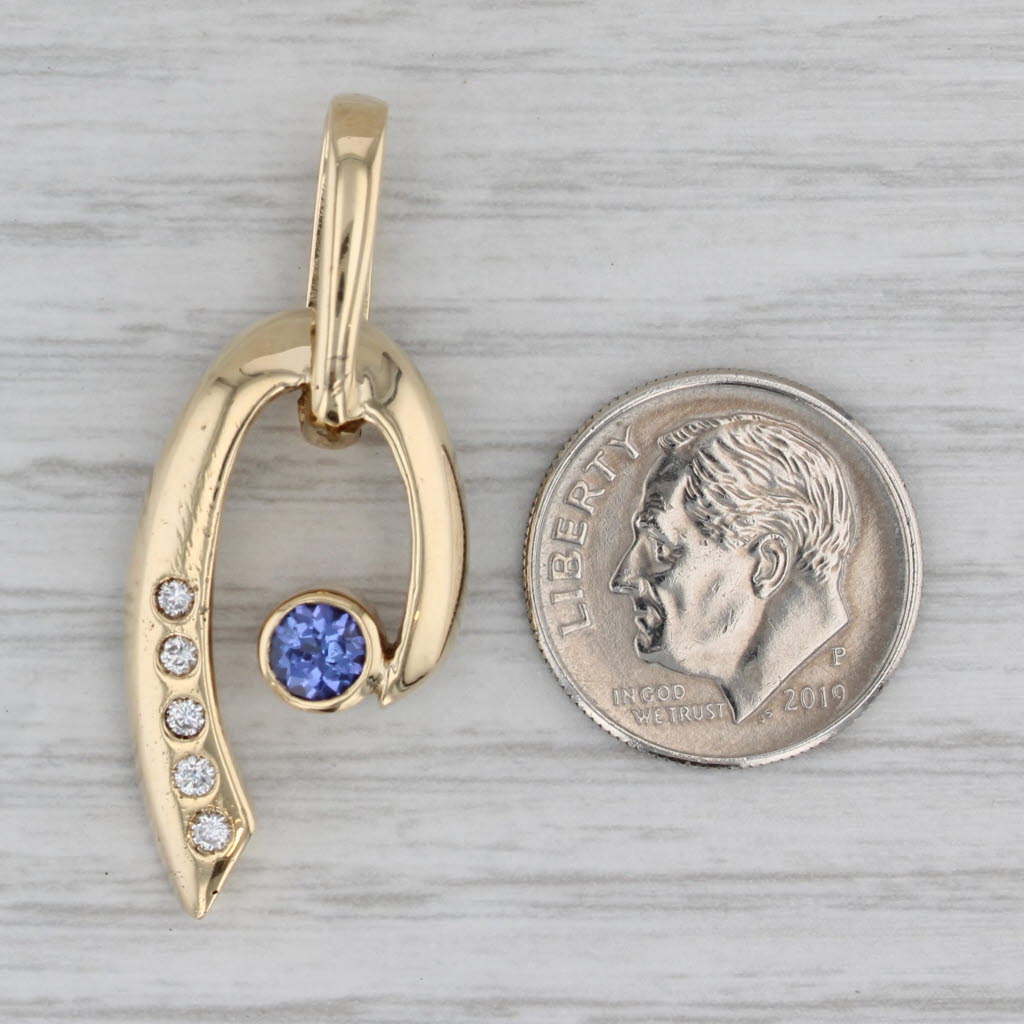 Gray 0.50ctw Tanzanite Diamond Pendant 14k Yellow Gold Statement