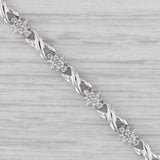 0.13ctw Diamond Cluster X Link Bracelet 10k White Gold 7" 5mm