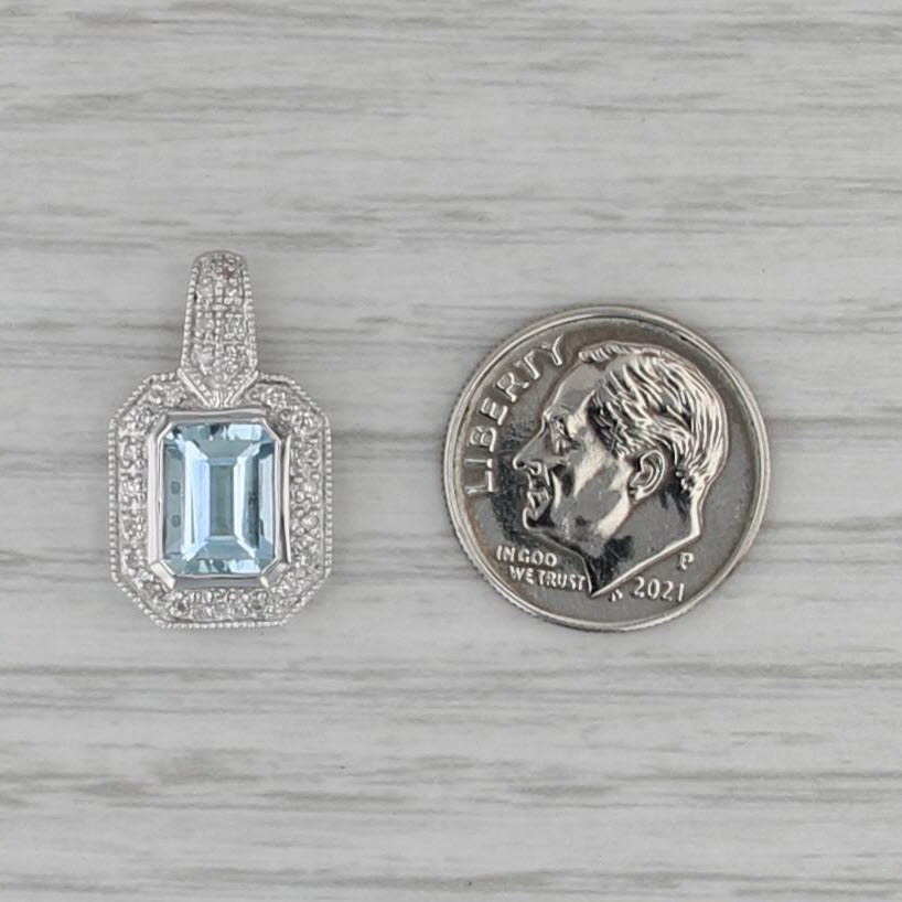 1.38ctw Aquamarine Diamond Pendant 14k White Gold