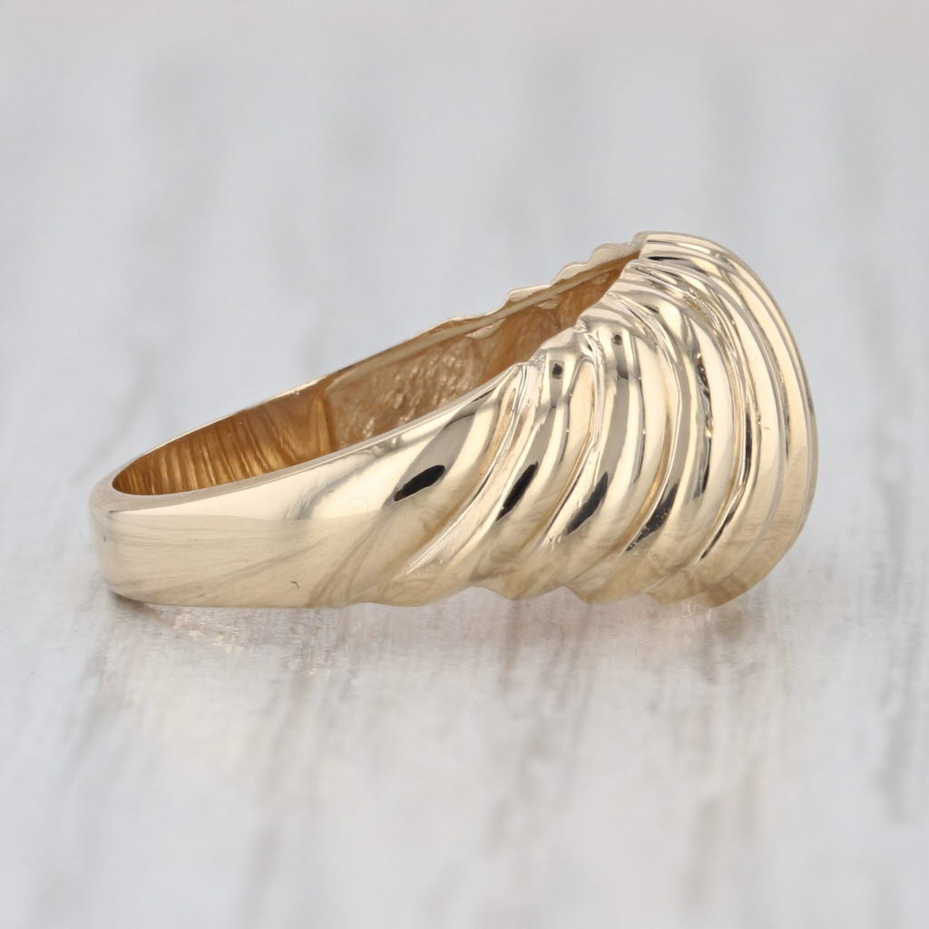 Domed Beveled Croissant Ring 14k Yellow Gold Size 6.25