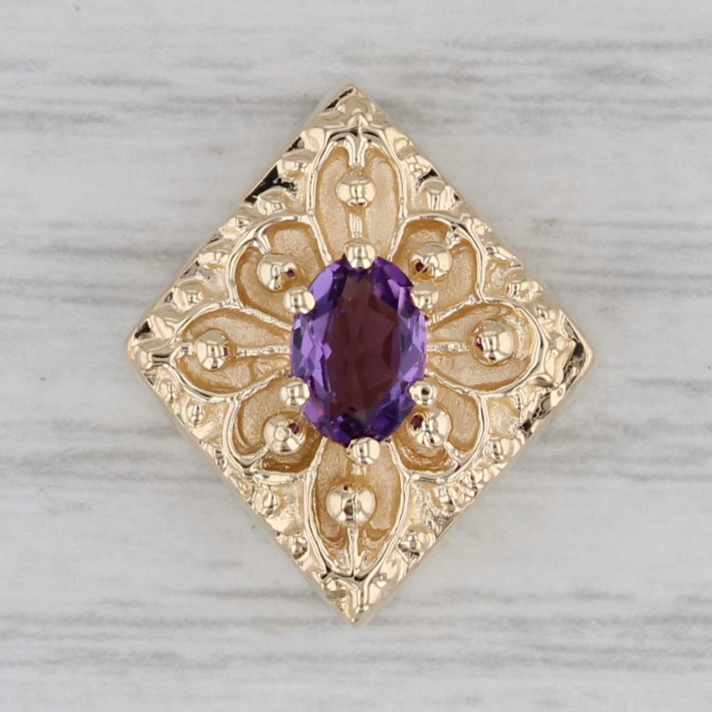 Gray Richard Klein 0.40ct Amethyst Slide Bracelet Charm 14k Yellow Gold Vintage