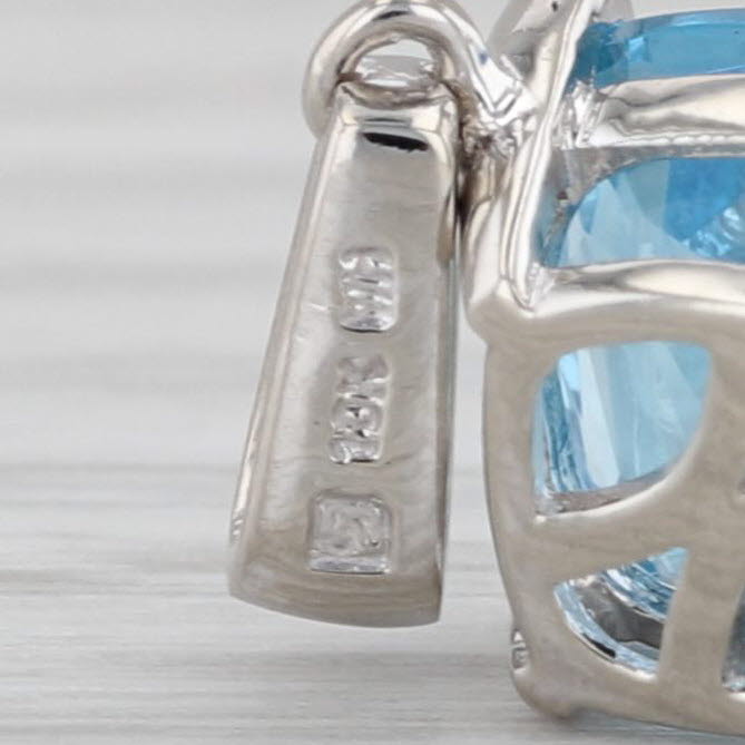 3.30ct Blue Topaz Diamond Small Drop Pendant 10k White Gold