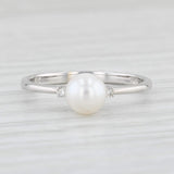 Light Gray New Cultured Pearl Diamond Ring 14k White Gold Size 6 Solitaire w/ Accents