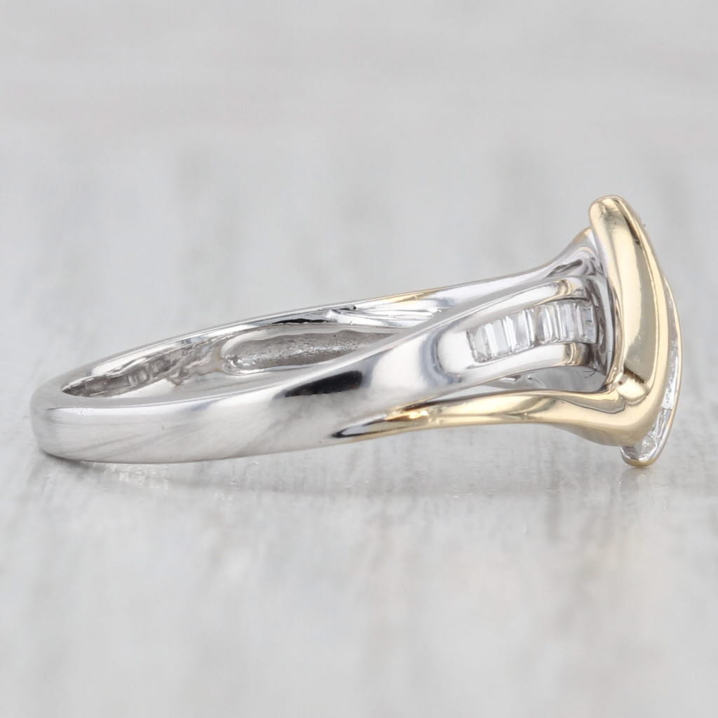 Light Gray 0.50ctw Diamond 3-Stone Bypass Ring 14k White Yellow Gold Size 7