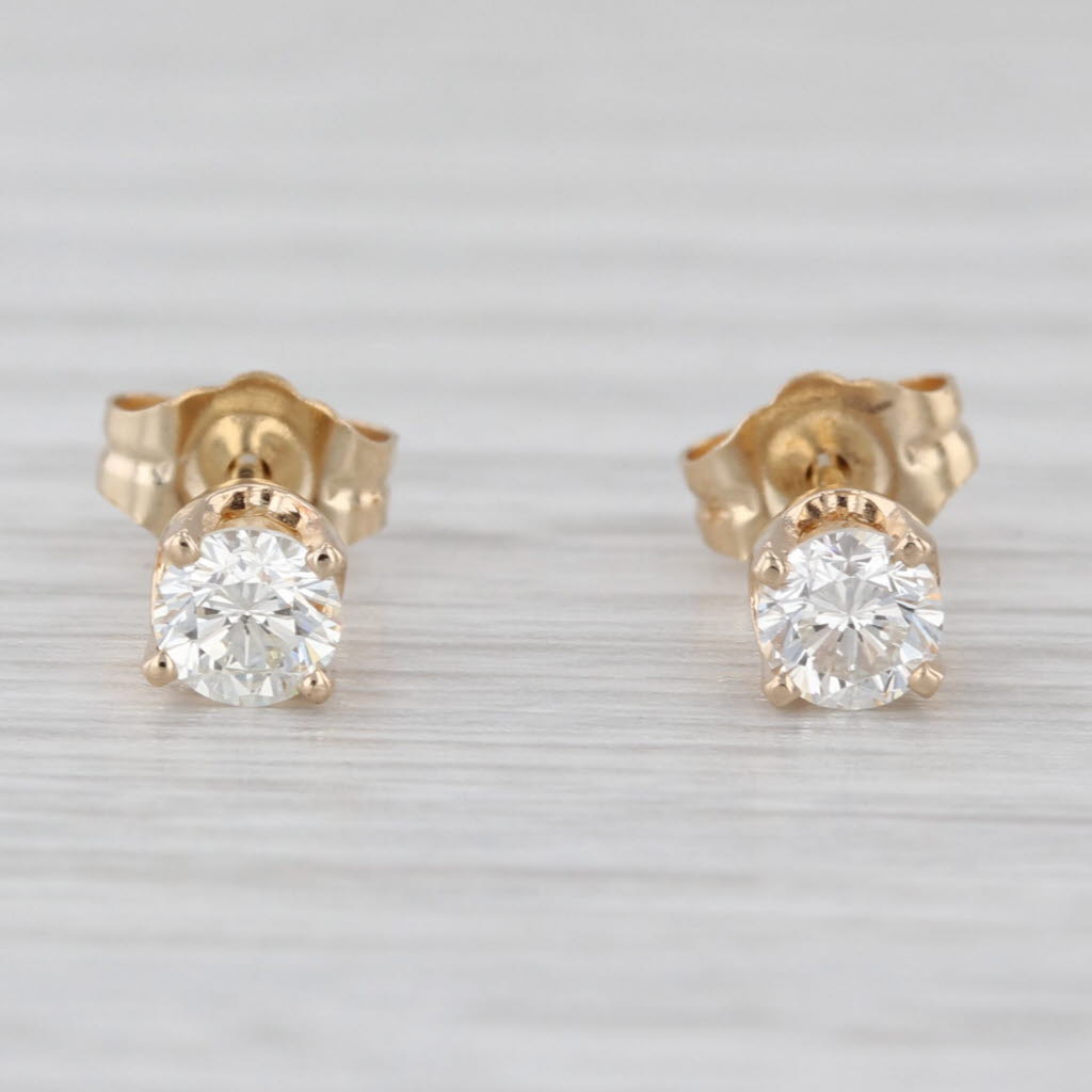 0.40ctw Diamond Stud Earrings 14k Yellow Gold Round Solitaire Studs