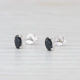Light Gray 0.56ctw Blue Sapphire Marquise Solitaire Stud Earrings 10k White Gold