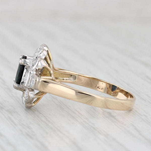 1.38ctw Oval Blue Sapphire Diamond Halo Ring 14k Yellow Gold Sz 6.75 Engagement