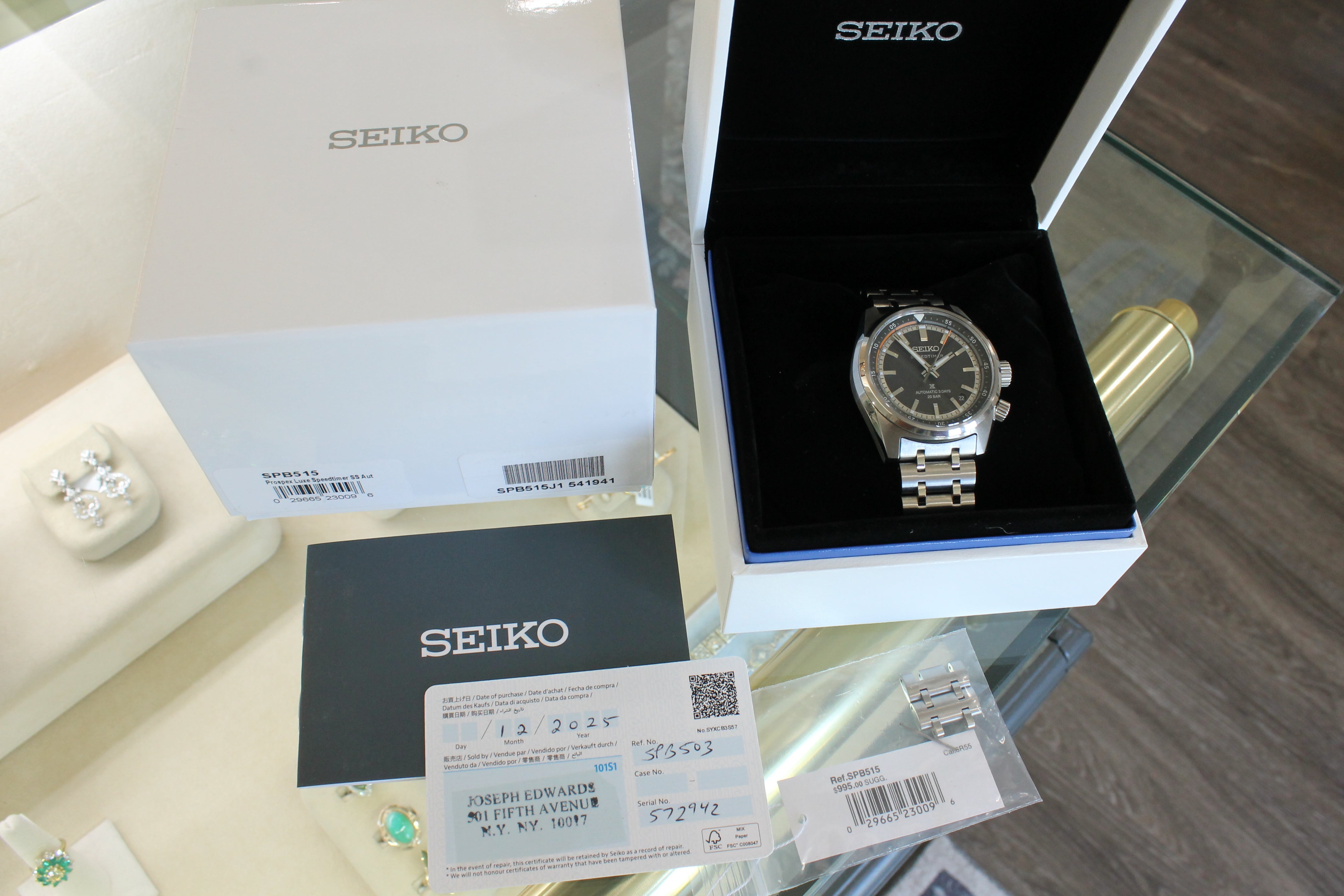 Seiko Prospex Speedtimer SPB515 Automatic 3 Days 39.5mm Steel Watch w/ Box Card