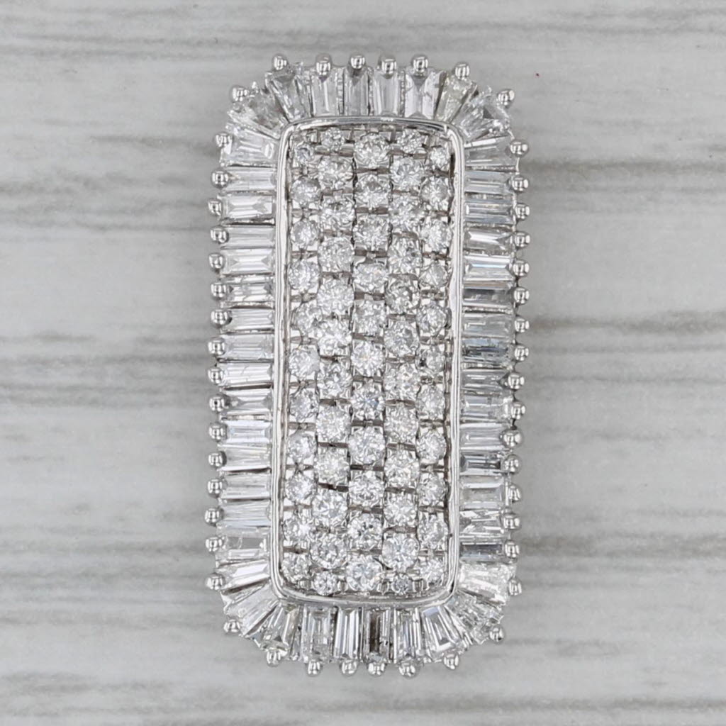 Gray 1.20ctw Pave Diamond Halo Floating Drop Pendant 14k White Gold