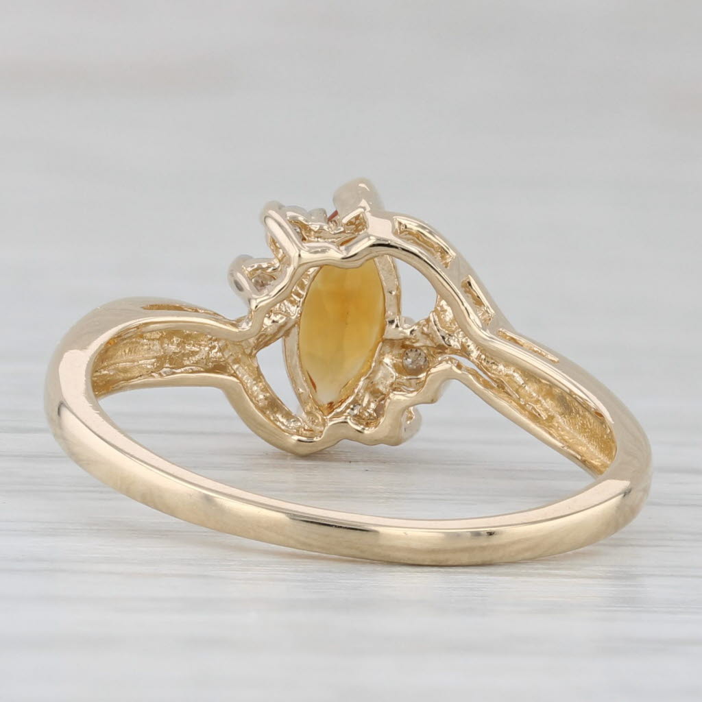 Light Gray 0.52ctw Marquise Orange Citrine Diamond Bypass Ring 10k Yellow Gold Size 7.25