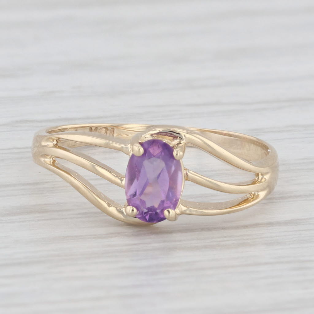 Light Gray 0.37ct Amethyst Oval Solitaire Ring 10k Yellow Gold Size 6