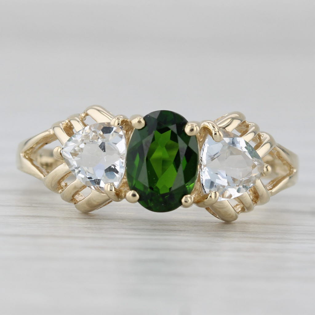 Gray 1.94ctw Green Chrome Diopside White Topaz Ring 14k Yellow Gold Size 7