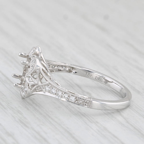New Beverley K Semi Mount Engagement Ring Diamonds 18k White Gold Size 6.75