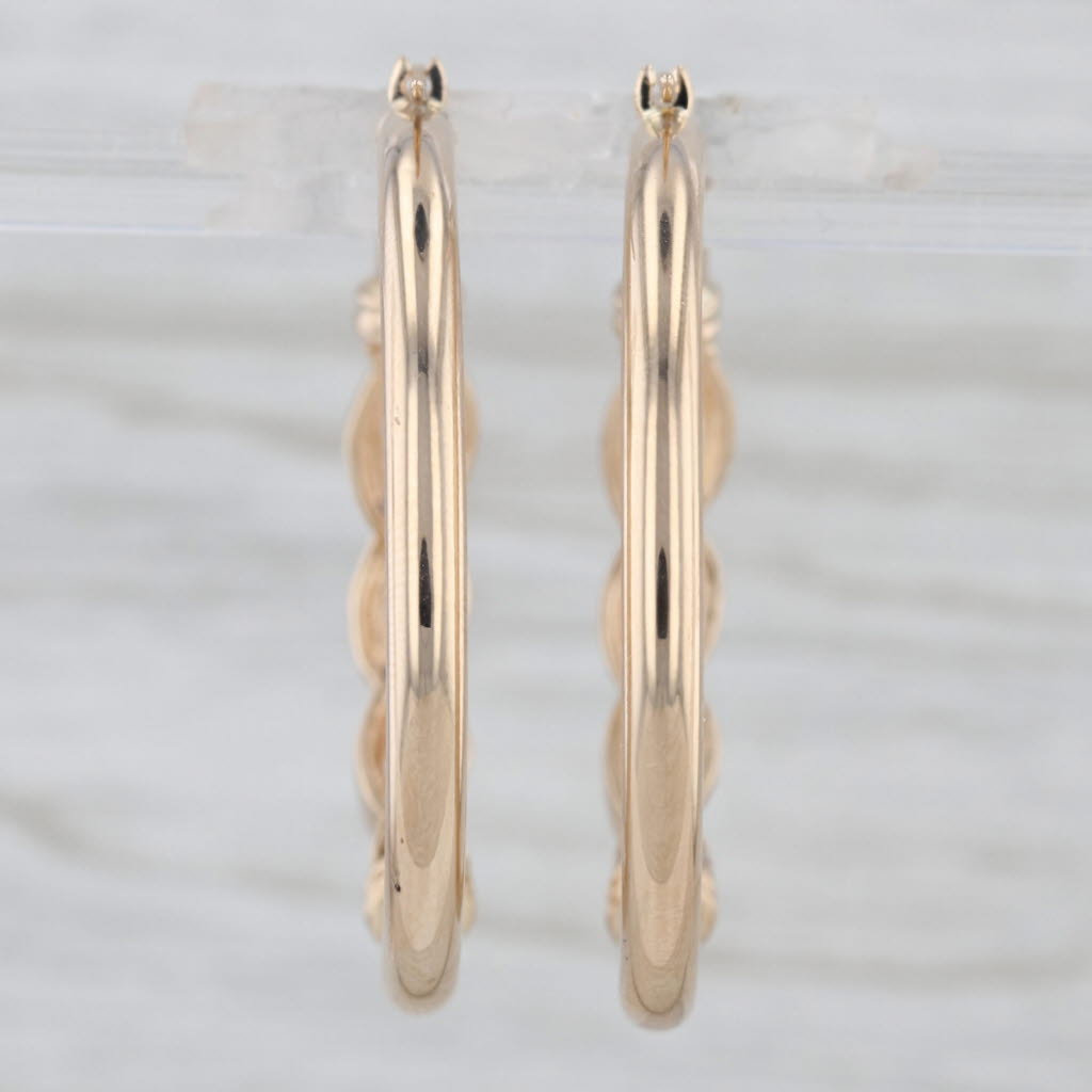 Diamond Accented Twist Hoop Earrings 10k Yellow Gold Snap Top Round Hoops