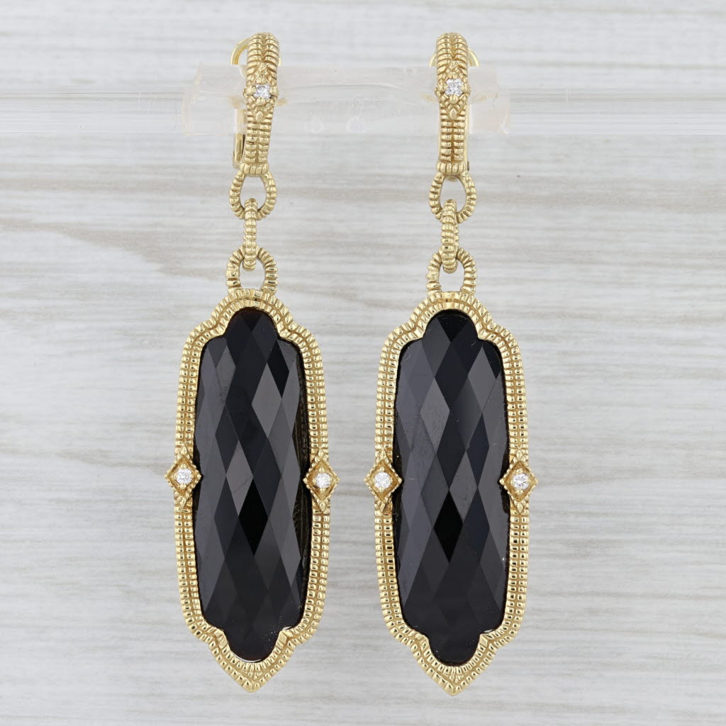Judith Ripka Glass Dangle Earrings 18k Yellow Gold Statement Lever Backs