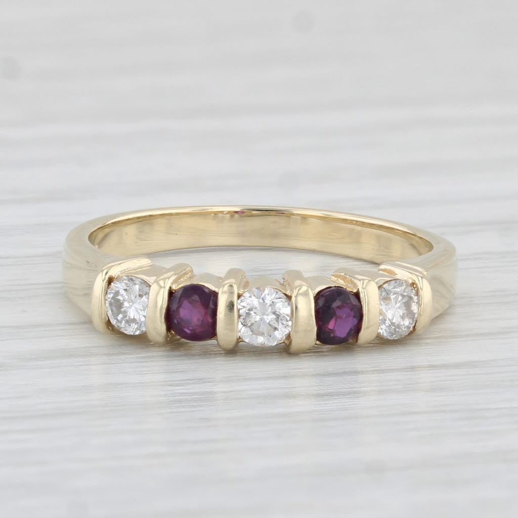 Light Gray 0.44ctw Ruby Diamond Ring 14k Yellow Gold Size 6.25 Stackable Wedding Band