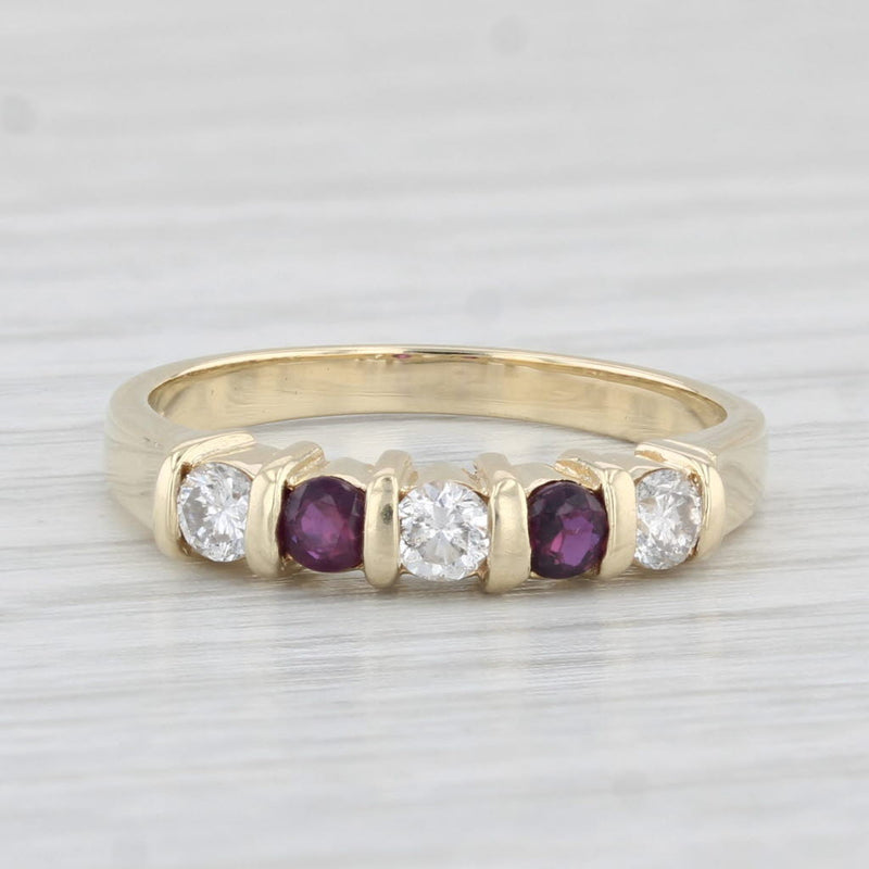 0.44ctw Ruby Diamond Ring 14k Yellow Gold Size 6.25 Stackable Wedding Band