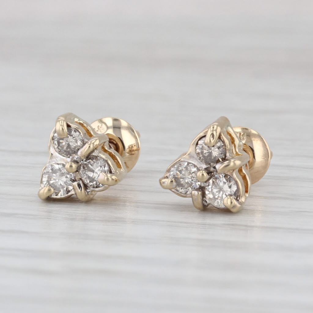 0.40ctw Diamond 3-Stone Stud Earrings 14k Yellow Gold