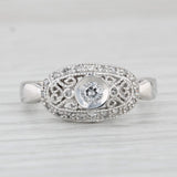 Vintage 0.18ctw Diamond Filigree Ring 14k White Gold Size 7.25 Engagement