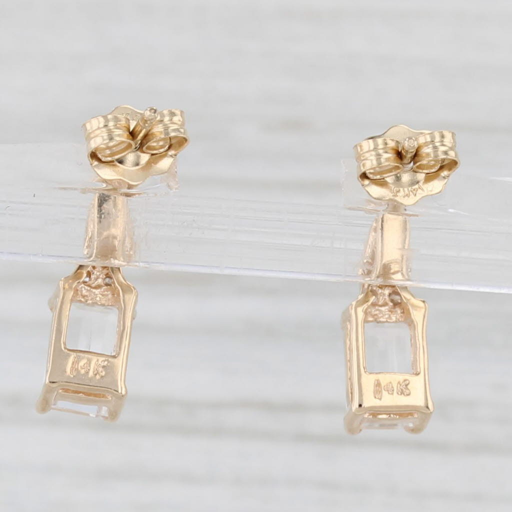 Light Gray 1.28ctw Topaz Diamond Stud Drop Earrings 14k Yellow Gold