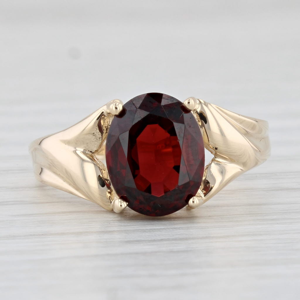 Light Gray 3ctw Garnet Ring 10k Yellow Gold Size 8 Oval Solitaire