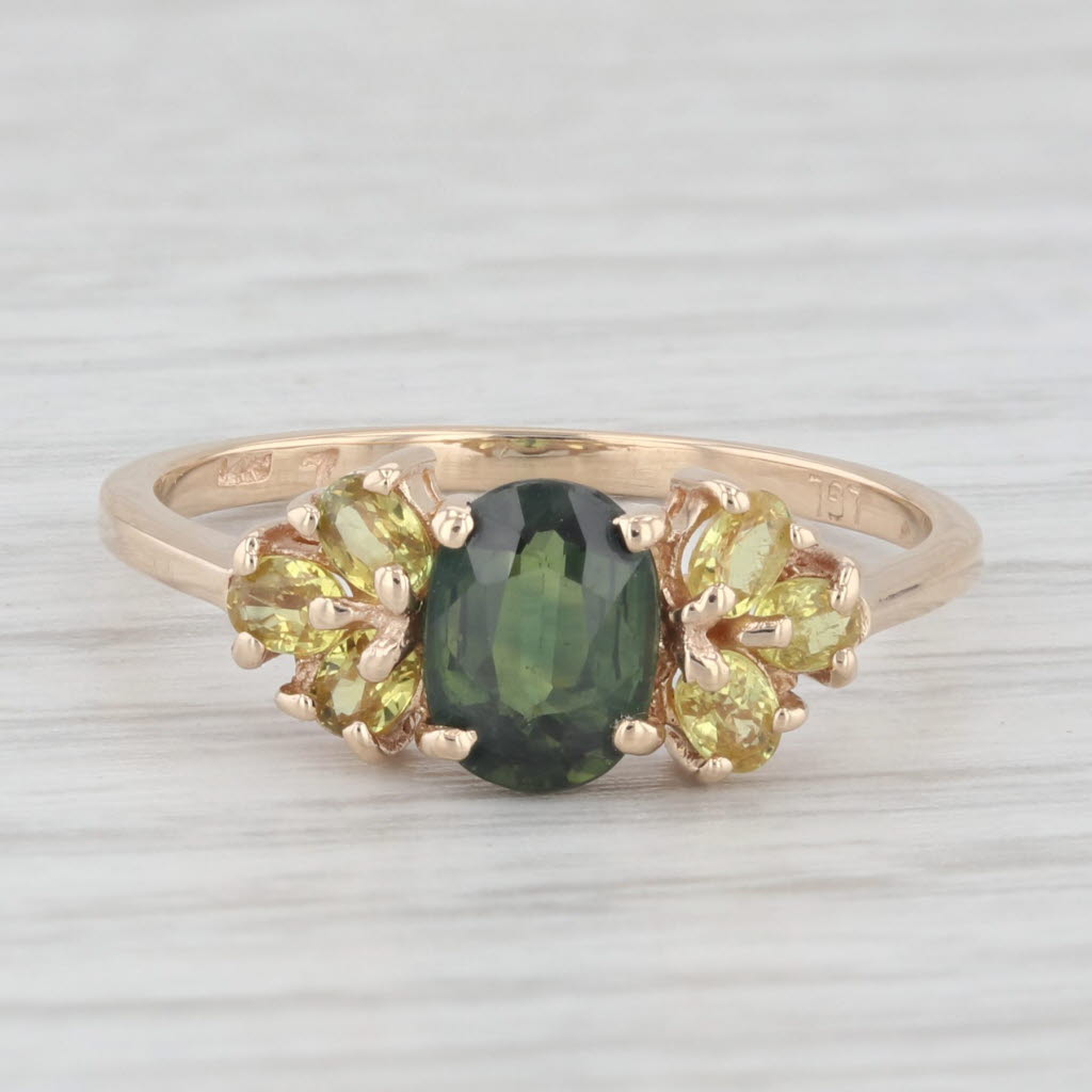 Light Gray 1.14ctw Green Yellow Sapphire Ring 14k Yellow Gold Size 6.75