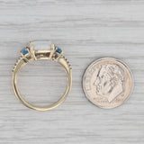 Lab Created Opal Blue Topaz Diamond Ring 10k Yellow Gold Size 7