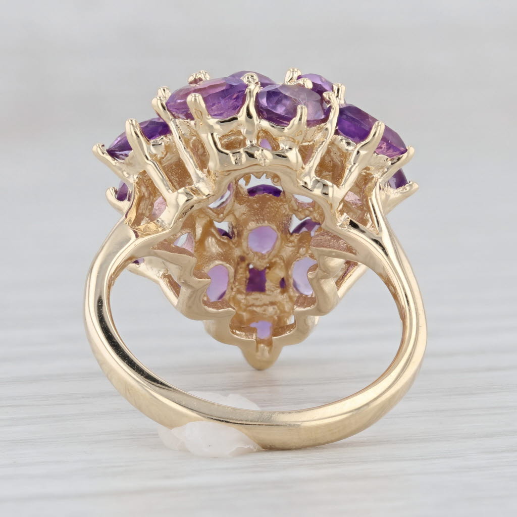 Light Gray 8ctw Amethyst Cluster Ring 14k Yellow Gold Size 7.25 Cocktail