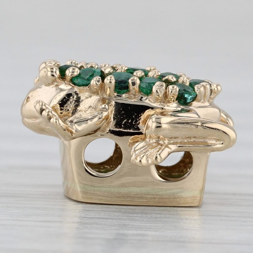 Gray 0.18ctw Emerald Frog Slide Bracelet Charm 14k Yellow Gold Richard Klein