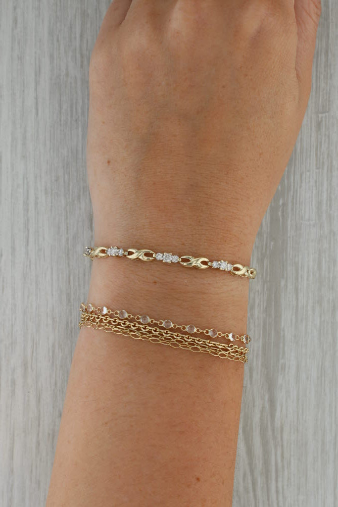 Rosy Brown 1ctw Diamond Infinity Link Bracelet 10k Yellow Gold 7.25"