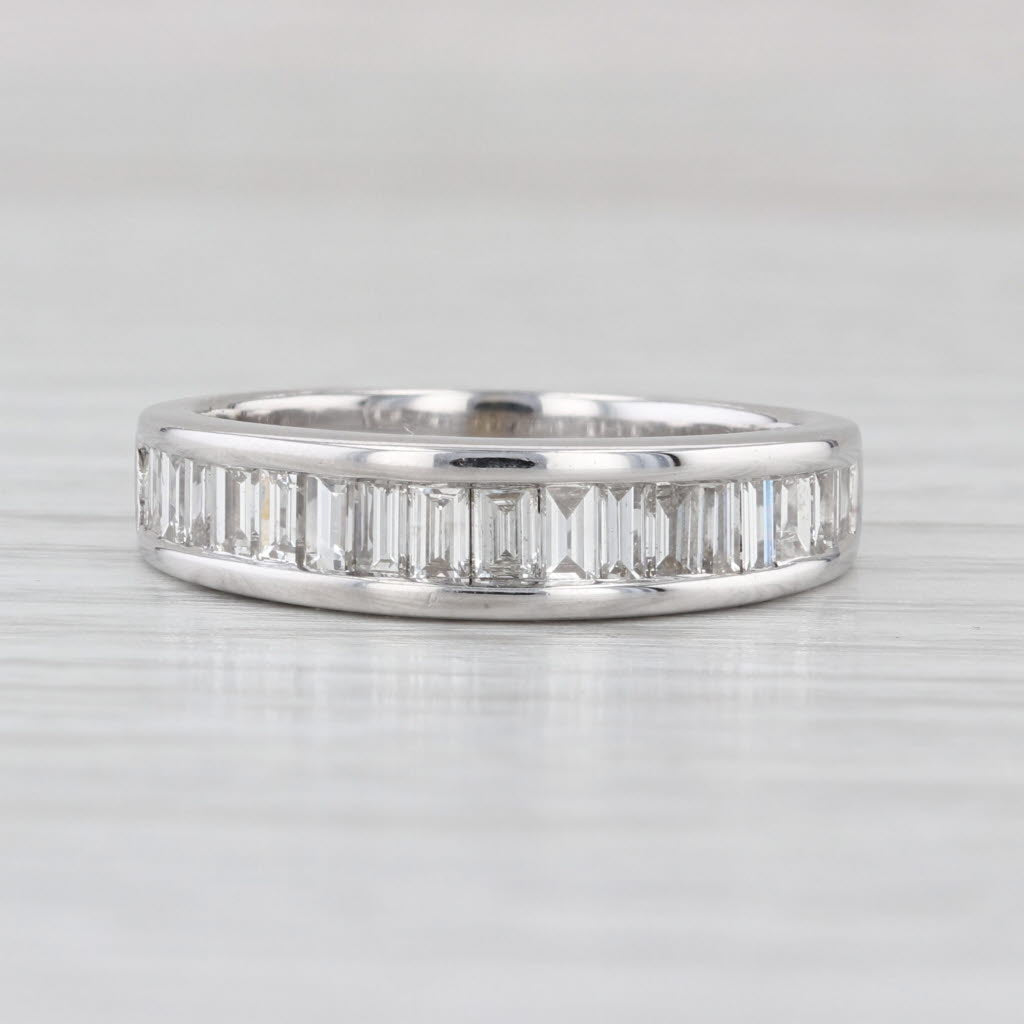 1.60ctw Channel Set Diamond Wedding Band 14k White Gold Size 7.75 Stackable Ring