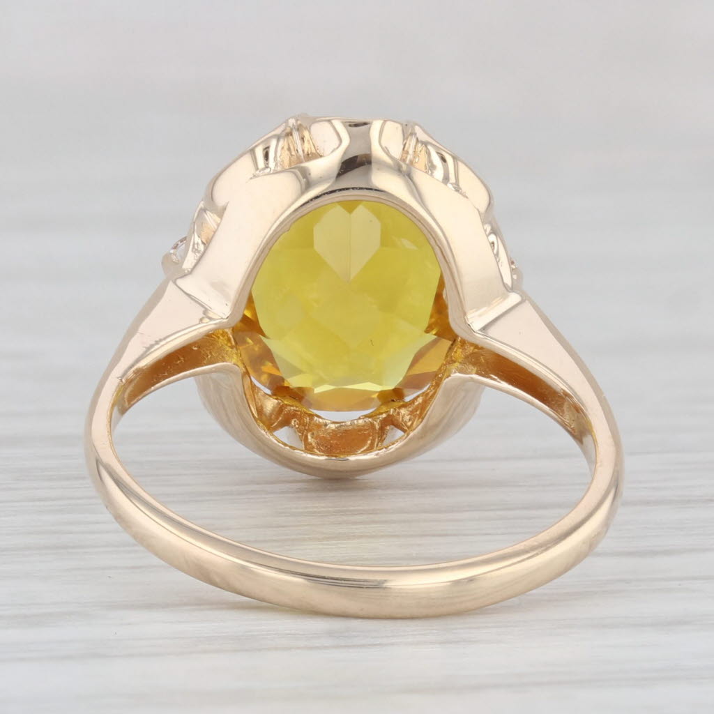 Light Gray 3.47ct Oval Lab Created Yellow Sapphire Ring 10k Yellow Gold Size 6.25