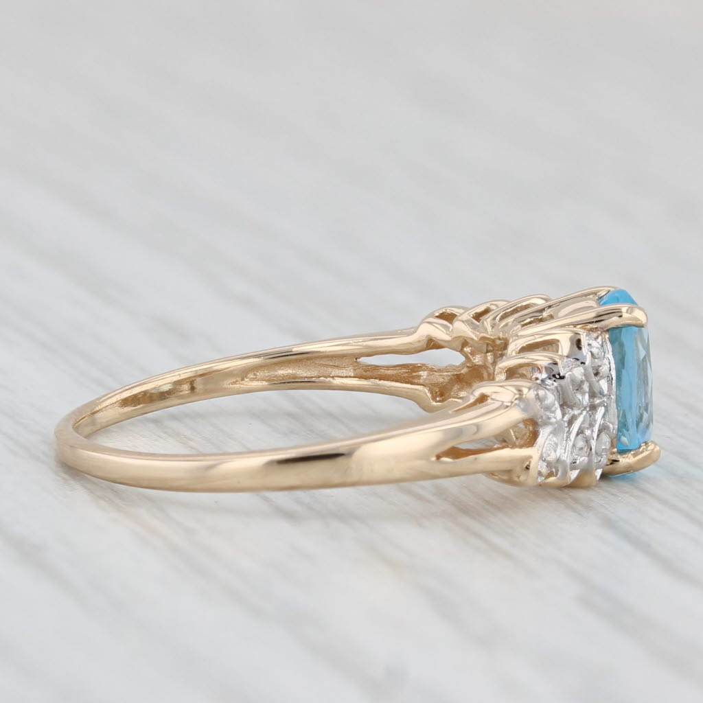 Light Gray 1.03ctw Oval Blue Topaz Diamond Ring 14k Yellow Gold Size 6.25