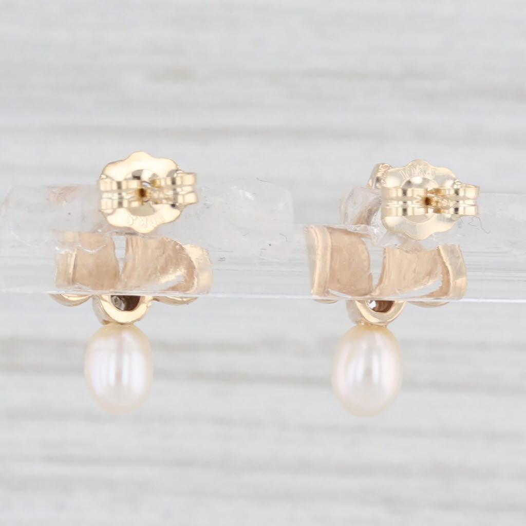 Light Gray Cultured Pearl Stud Earrings 10k Yellow Gold