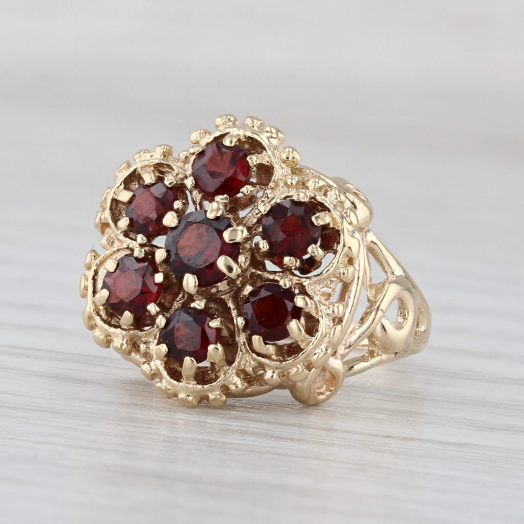 1.05ctw Garnet Flower Cluster Ring 14k Yellow Gold Size 4 Cocktail