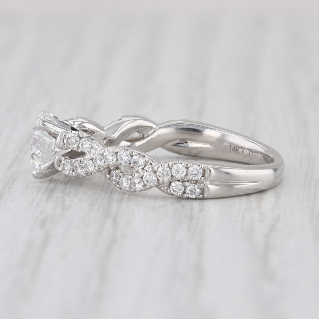1.24ctw IGI Round Lab Grown Diamond Engagement Ring Woven 14k White Gold Size 6