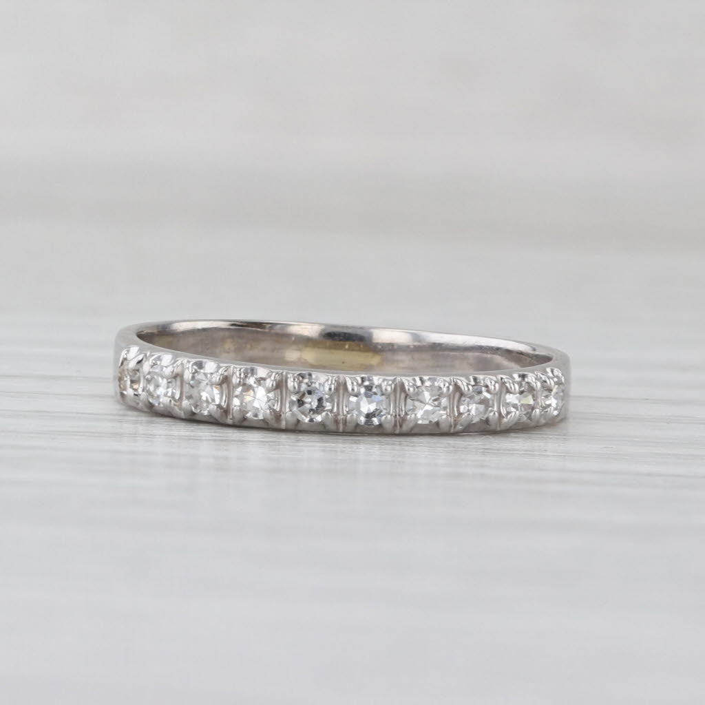 Vintage 0.15ctw Diamond Wedding Band 14k White Gold Stackable Size 6.5 Ring