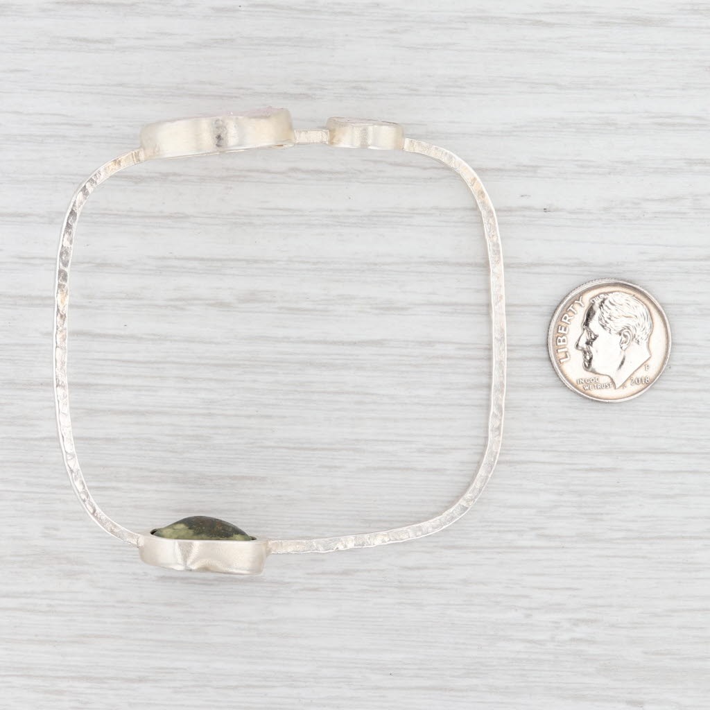 New Nina Nguyen Black White Druzy Quartz Geode Bangle Bracelet Sterling Silver