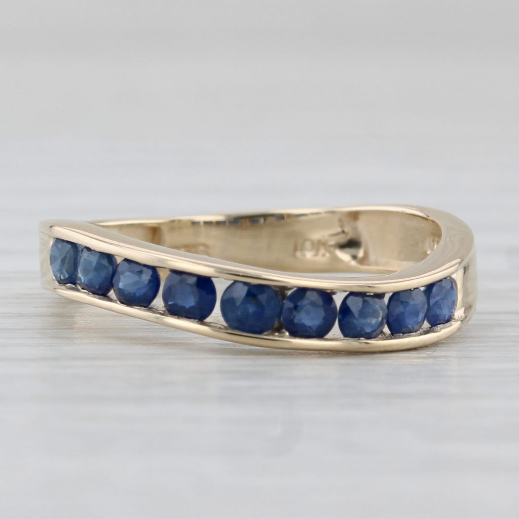 Light Gray 0.75ctw Blue Sapphire Ring 10k Yellow Gold Size 6.25 Stackable Band