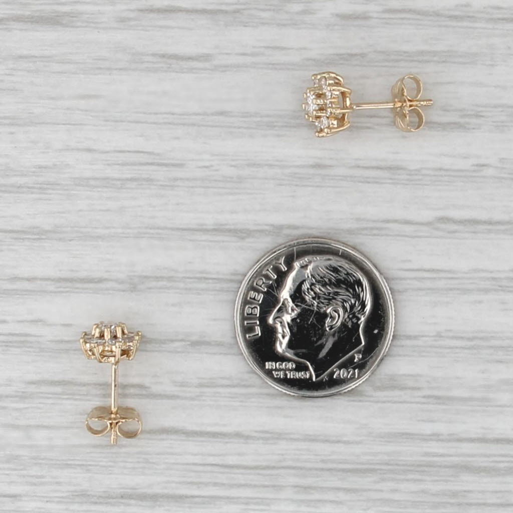 0.42ctw Diamond Flower Halo Stud Earrings 14k Yellow Gold Round Studs