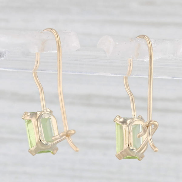 1.40ctw Green Peridot Drop Earrings 14k Yellow Gold Hook Posts