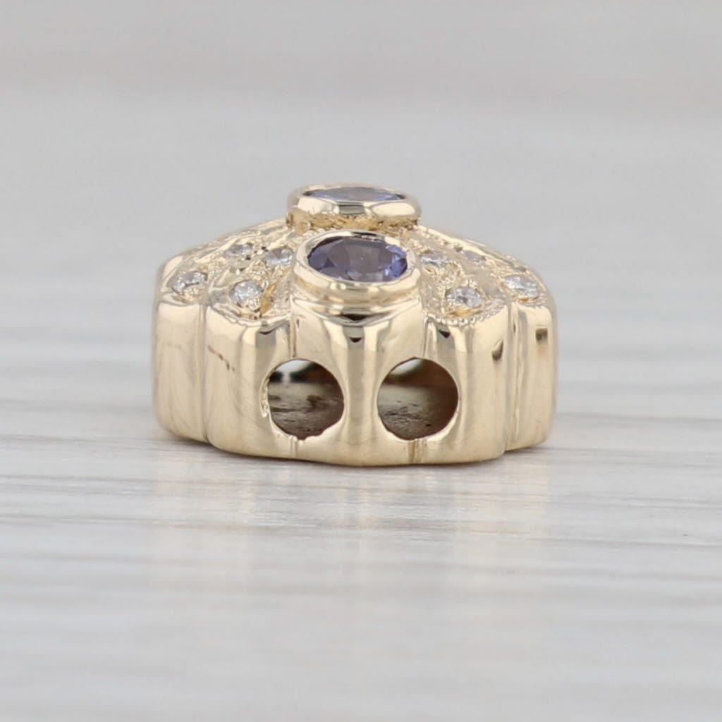 Gray New 0.44ctw Tanzanite Diamond Slide Bracelet Charm 14k Yellow Gold Joshua