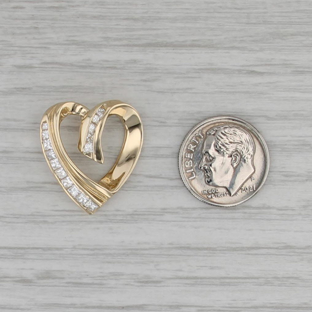 0.27ctw Diamond Heart Pendant 14k Yellow Gold Open Floating Drop