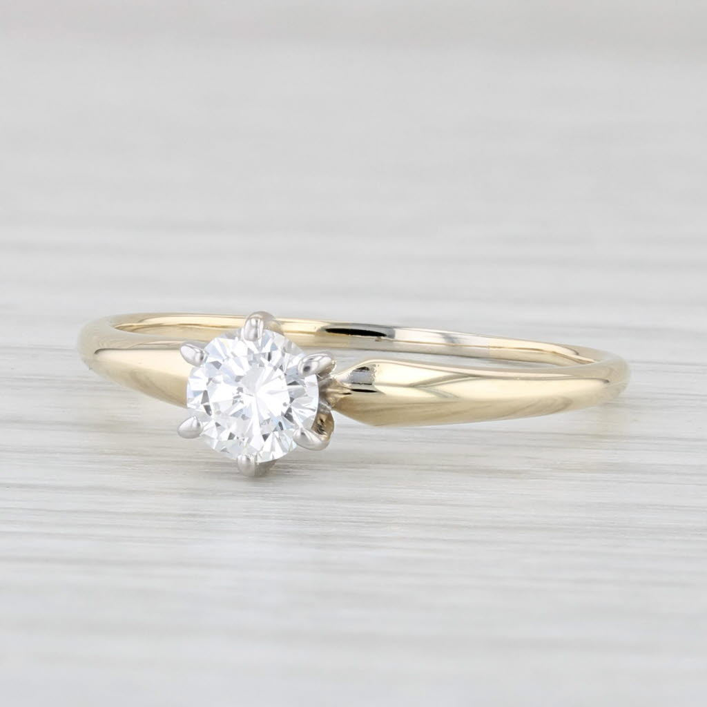 Light Gray 0.34ct VS2 Round Diamond Solitaire Engagement Ring 14k Gold Size 6.5