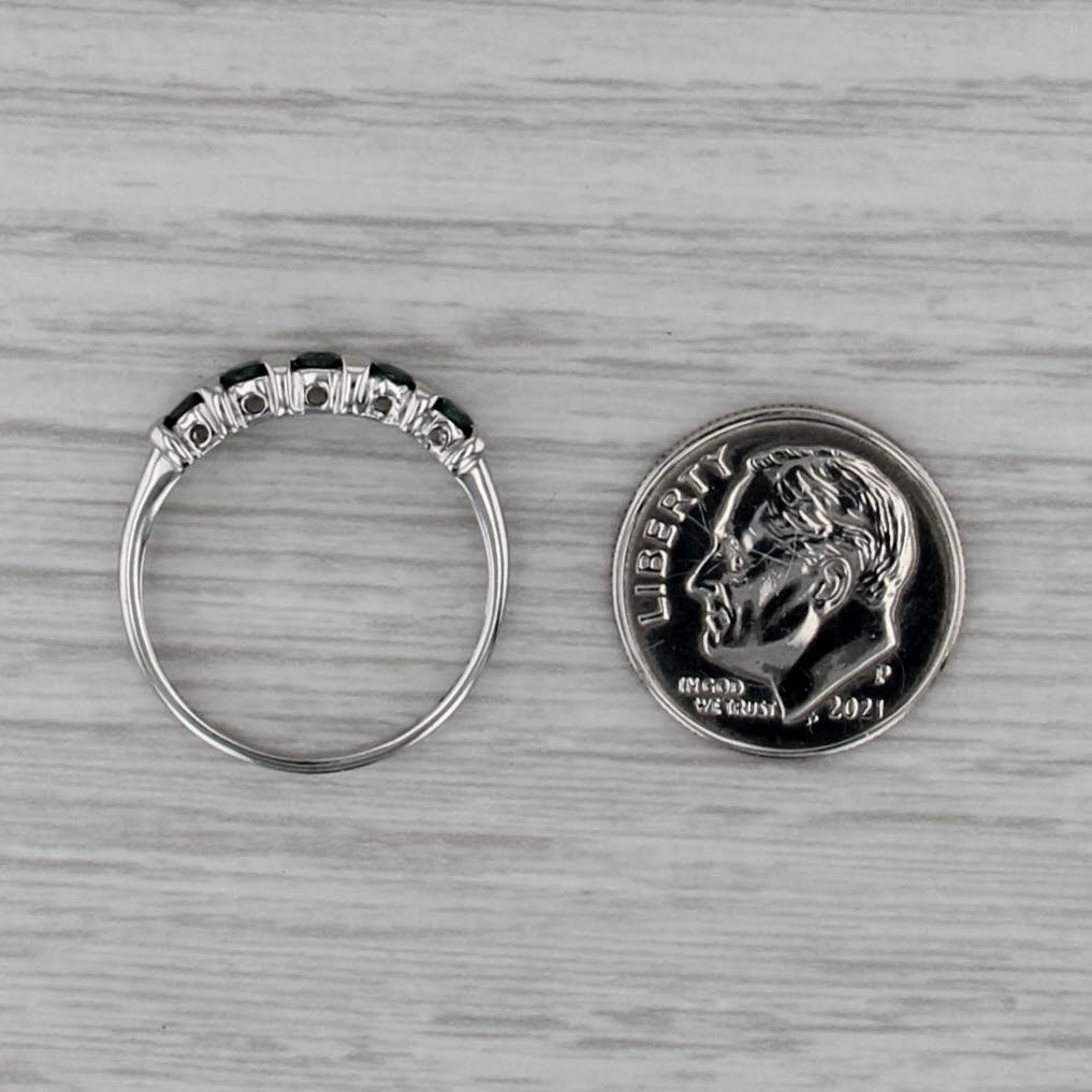 0.30ctw Blue Green Alexandrite Ring 14k White Gold Size 7 Stackable Wedding Band