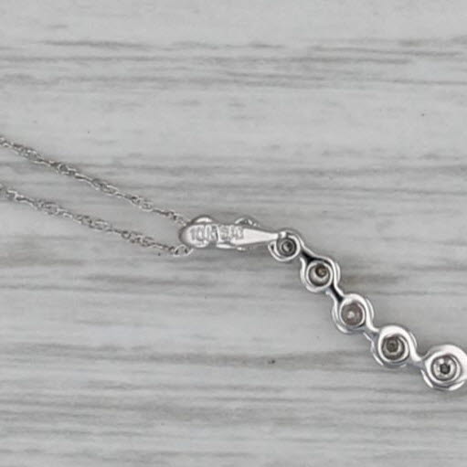 Diamond Journey Pendant Necklace 10k White Gold 18.5" Rope Chain