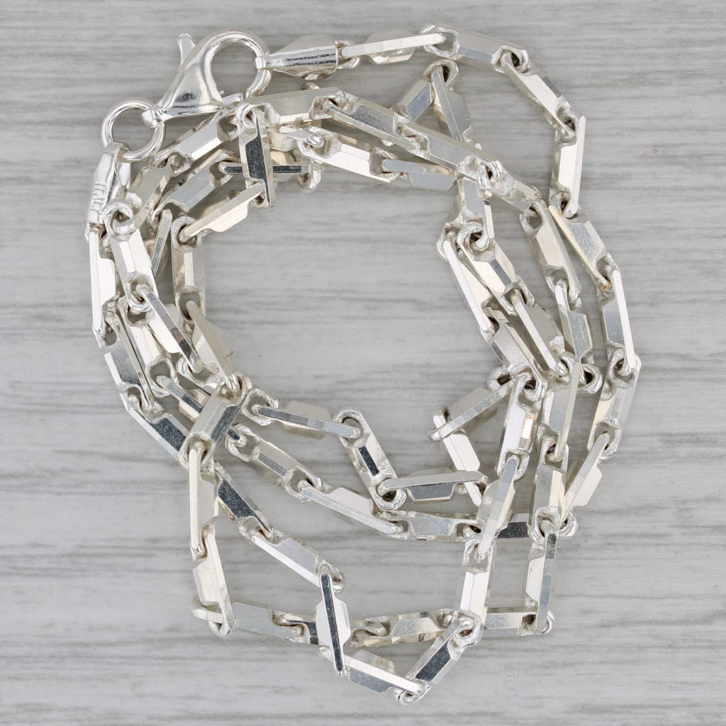 Gray Barley Corn Chain Necklace Sterling Silver 20" 2.5mm